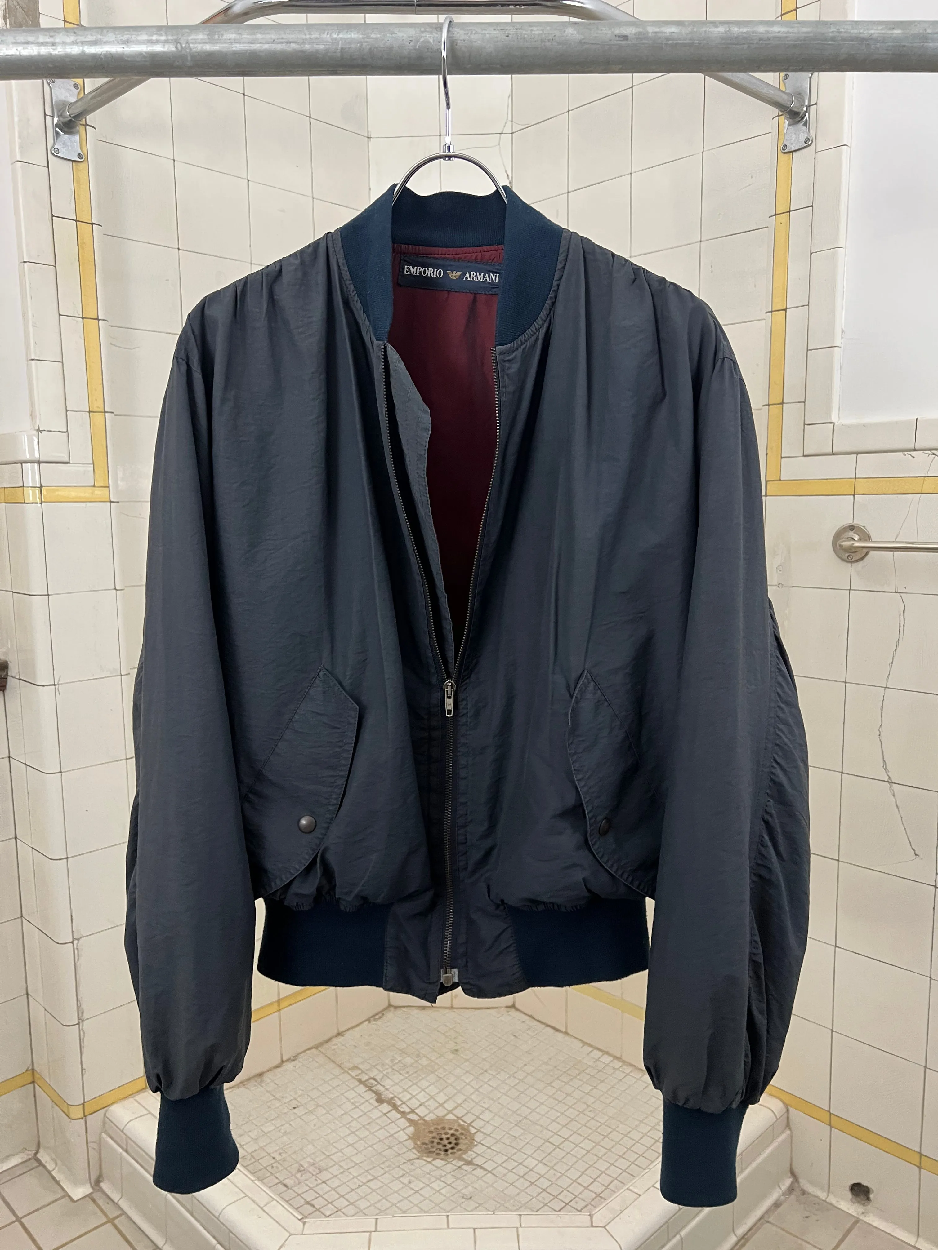 1980s Armani Cropped Nylon Bomber - Size M