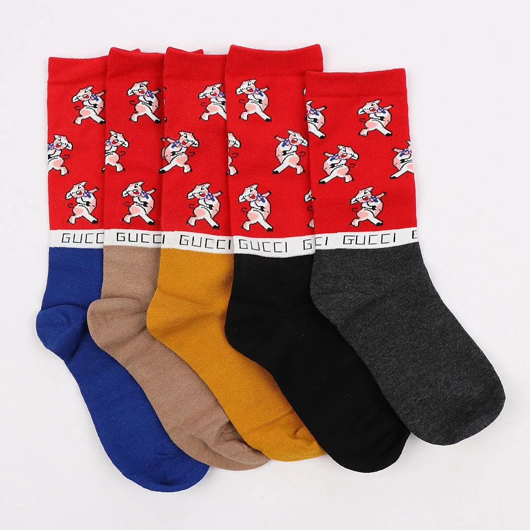 5 in 1 Shade Of Colored Design Socks
