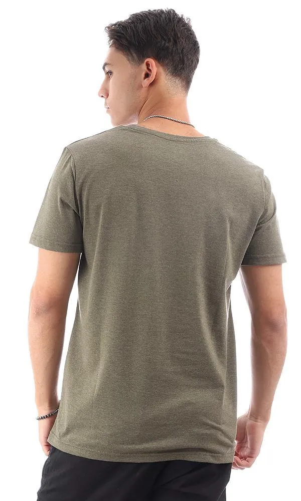 95176 Heather Olive Front Printed Short Sleeves Tee