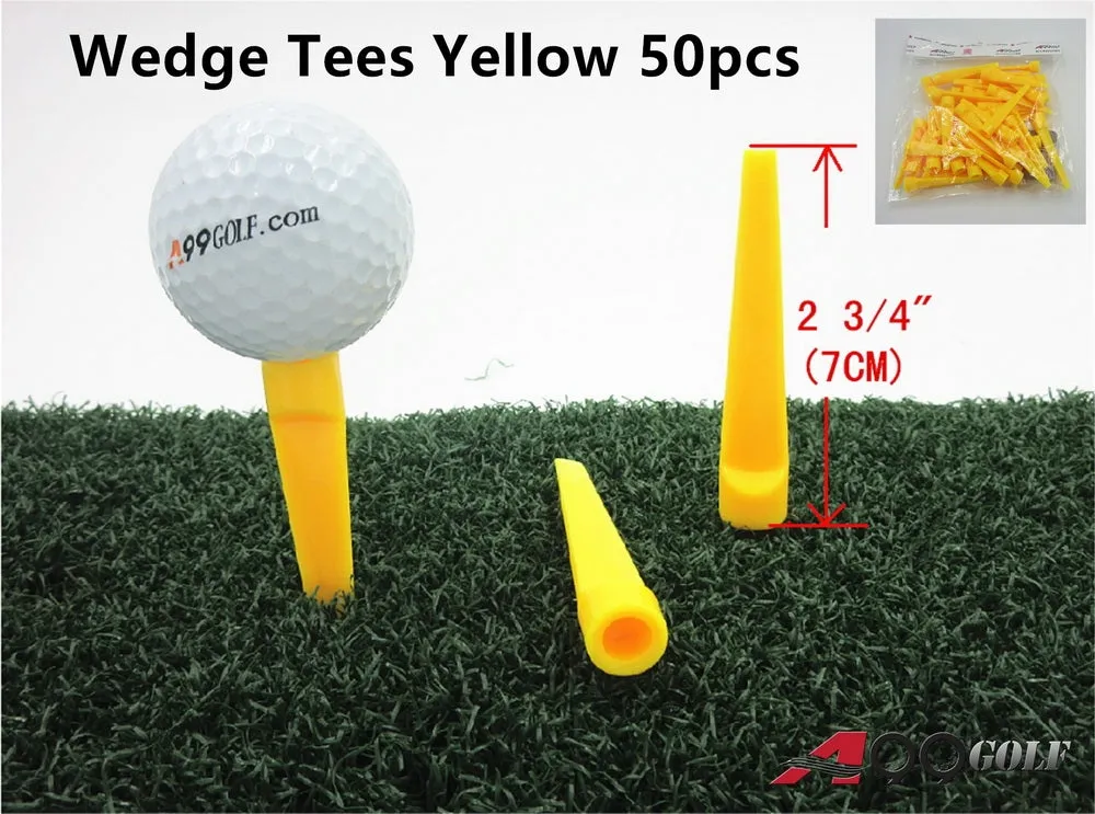 A99 Golf Wedge Tee Plastic Tees Golf Practice Training Accessories 70mm Yellow 50pcs