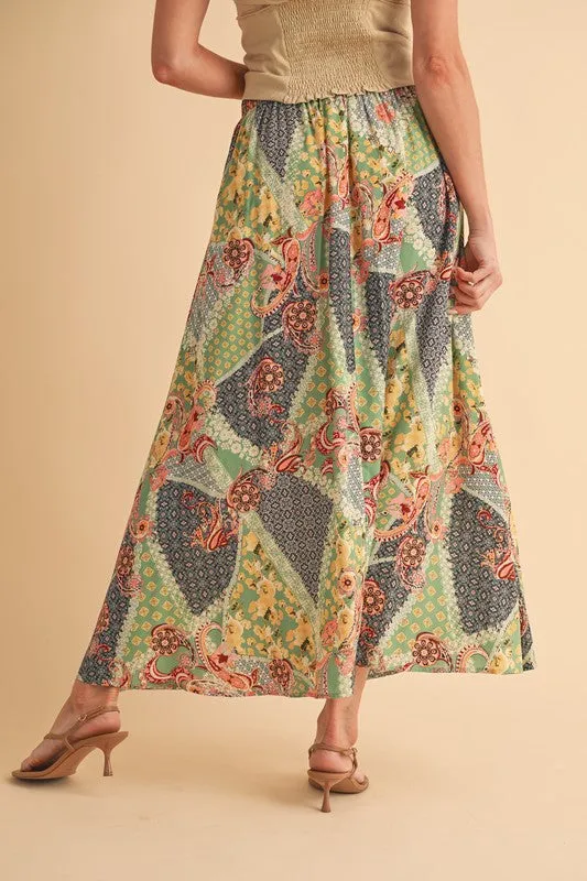 Bohemian Paisley Patchwork Maxi Skirt