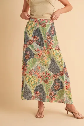 Bohemian Paisley Patchwork Maxi Skirt