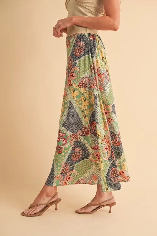 Bohemian Paisley Patchwork Maxi Skirt