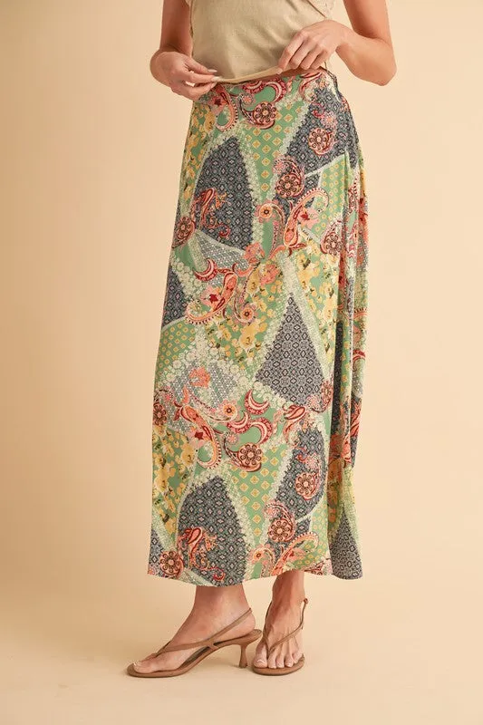 Bohemian Paisley Patchwork Maxi Skirt
