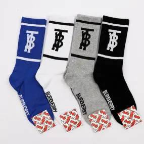 Burberry  4 In 1 Design Black White Grey Blue Socks