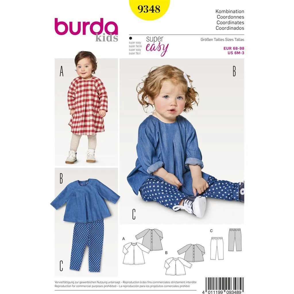 Burda Style Pattern B9348 Baby's Loose Dress