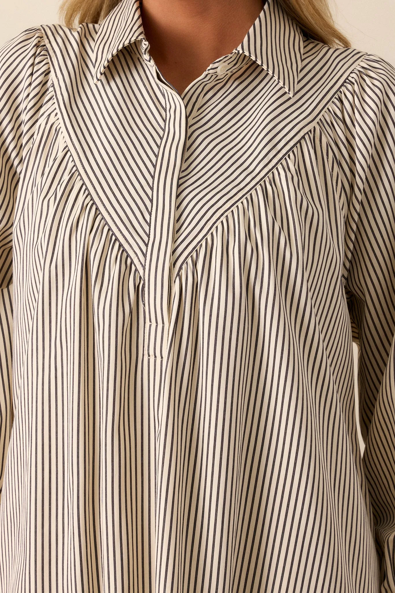 Call You Later Ivory Stripe Long Sleeve Mini Dress