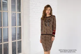 Camel Animal Print Jumper With Detail