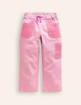 Cord Pocket Pull On Trousers-Mauve Mist Pink