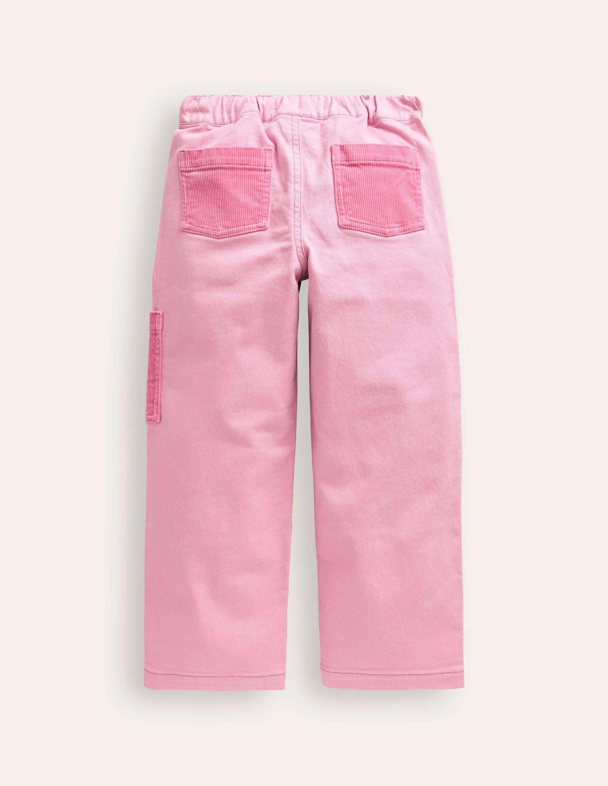 Cord Pocket Pull On Trousers-Mauve Mist Pink