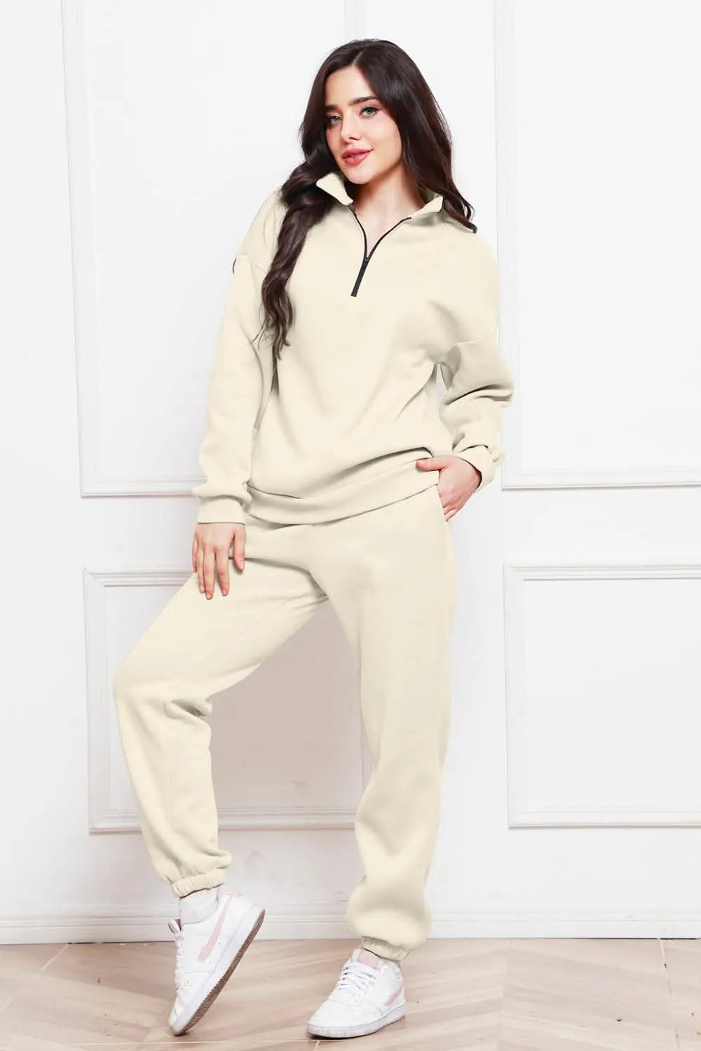 Cozy half zip sweatshirt & jogger set
