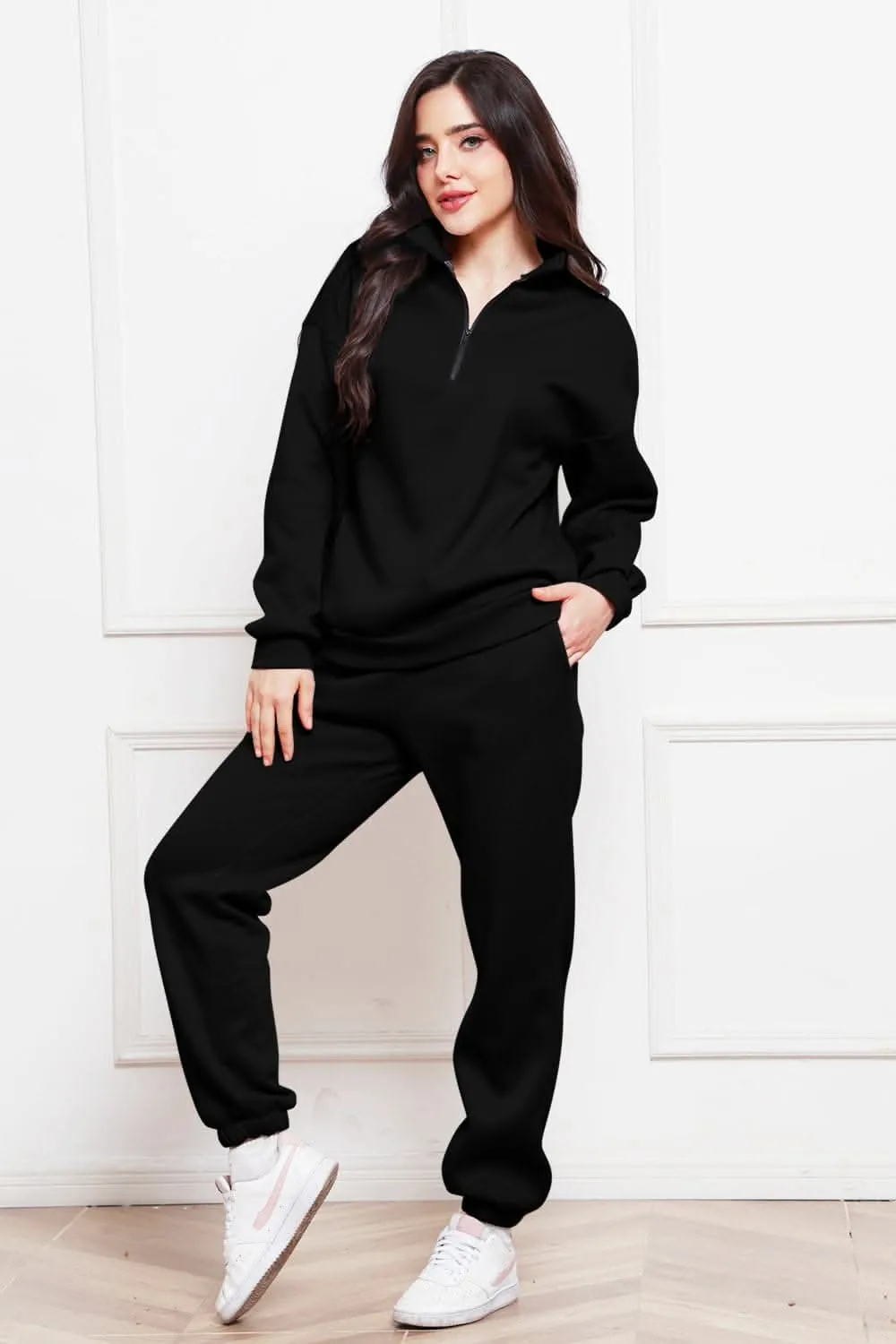 Cozy half zip sweatshirt & jogger set