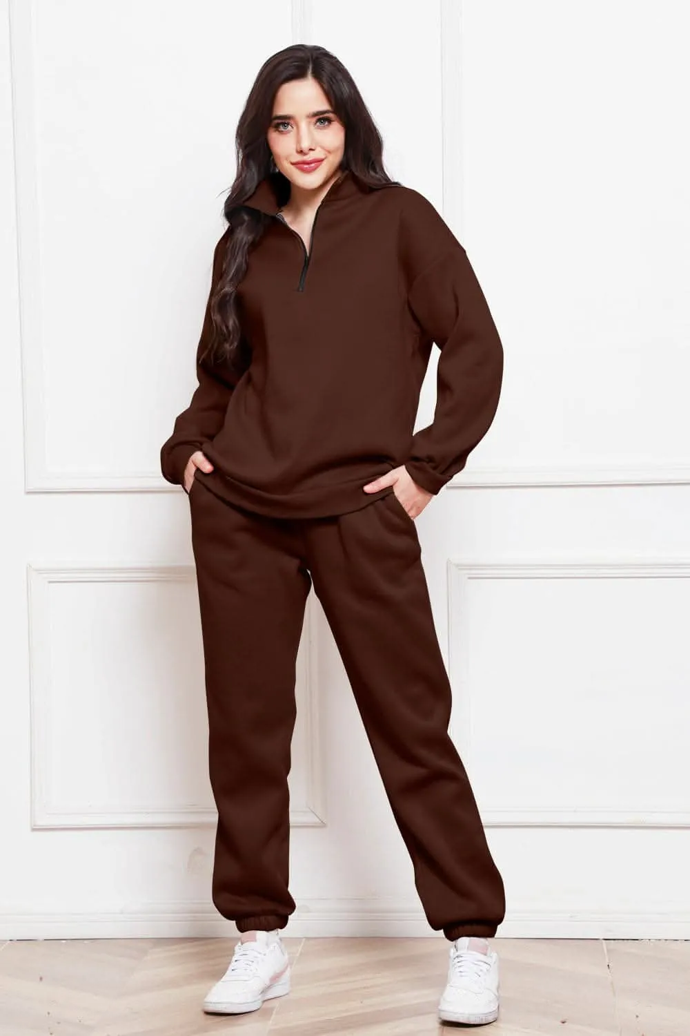Cozy half zip sweatshirt & jogger set