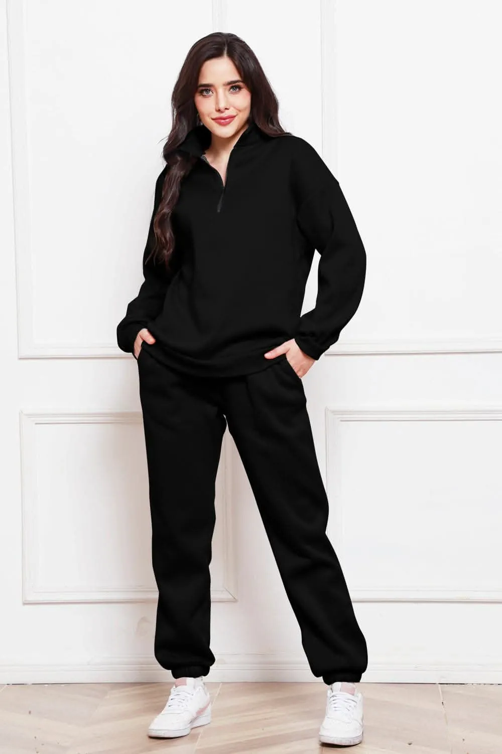 Cozy half zip sweatshirt & jogger set