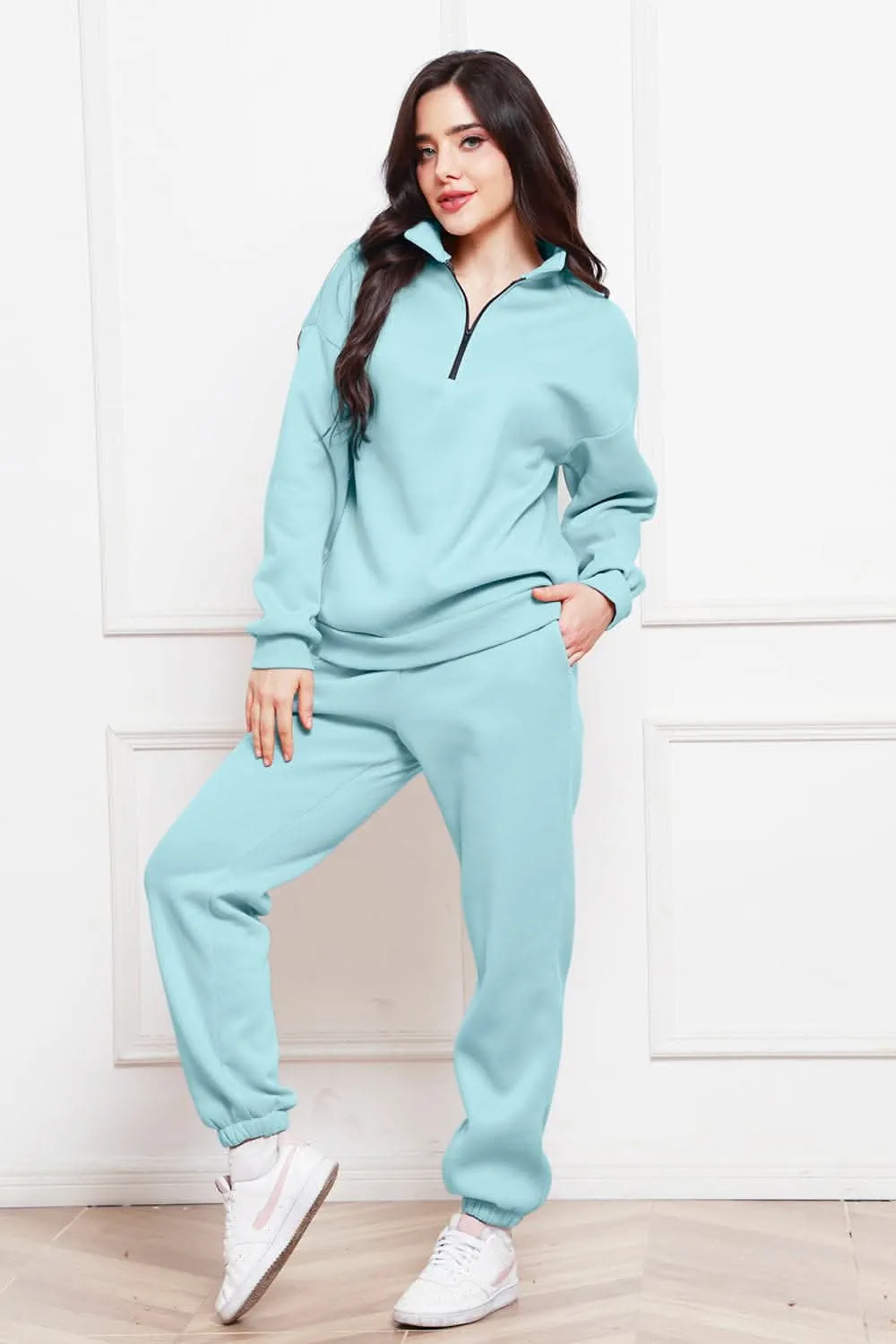Cozy half zip sweatshirt & jogger set