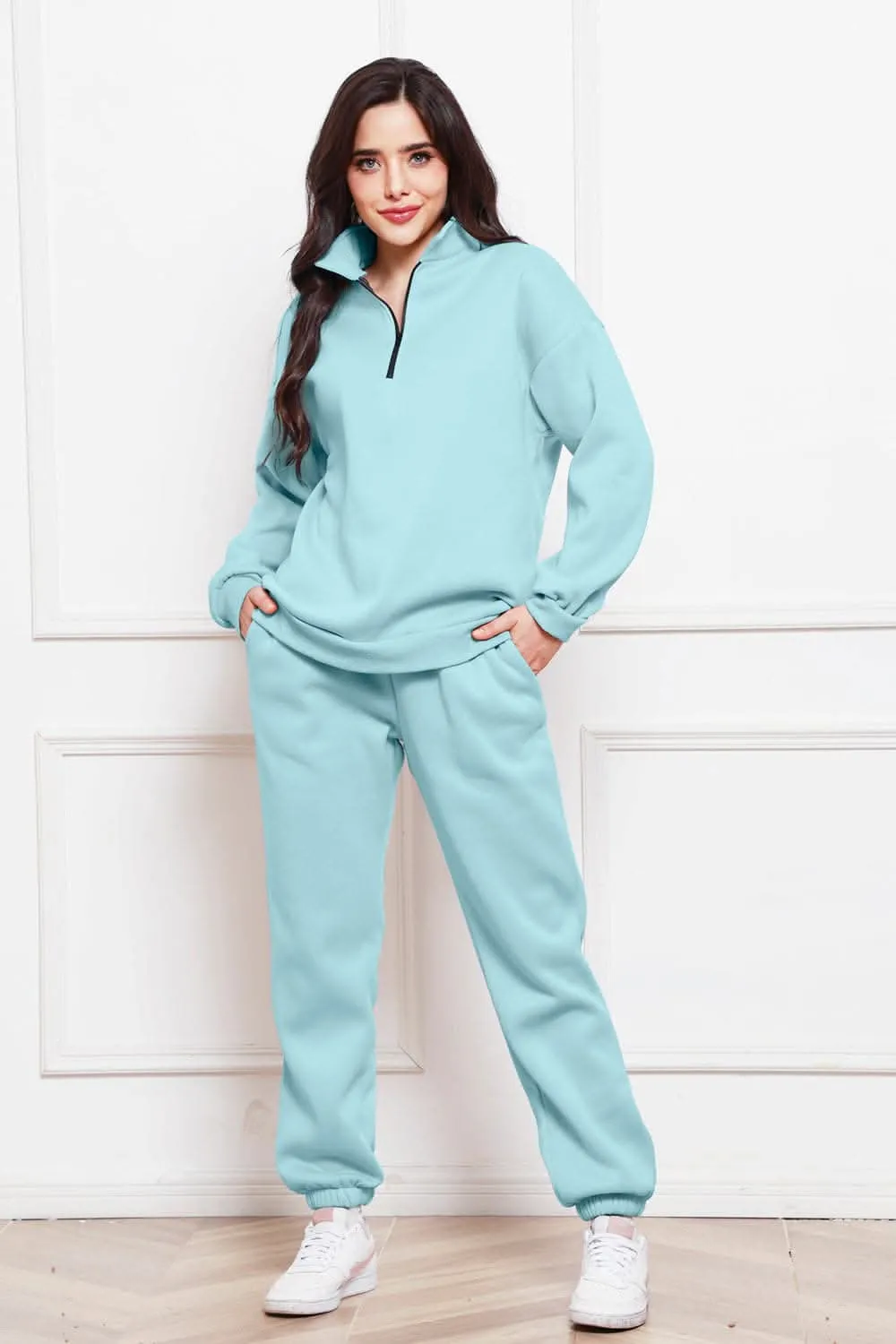 Cozy half zip sweatshirt & jogger set