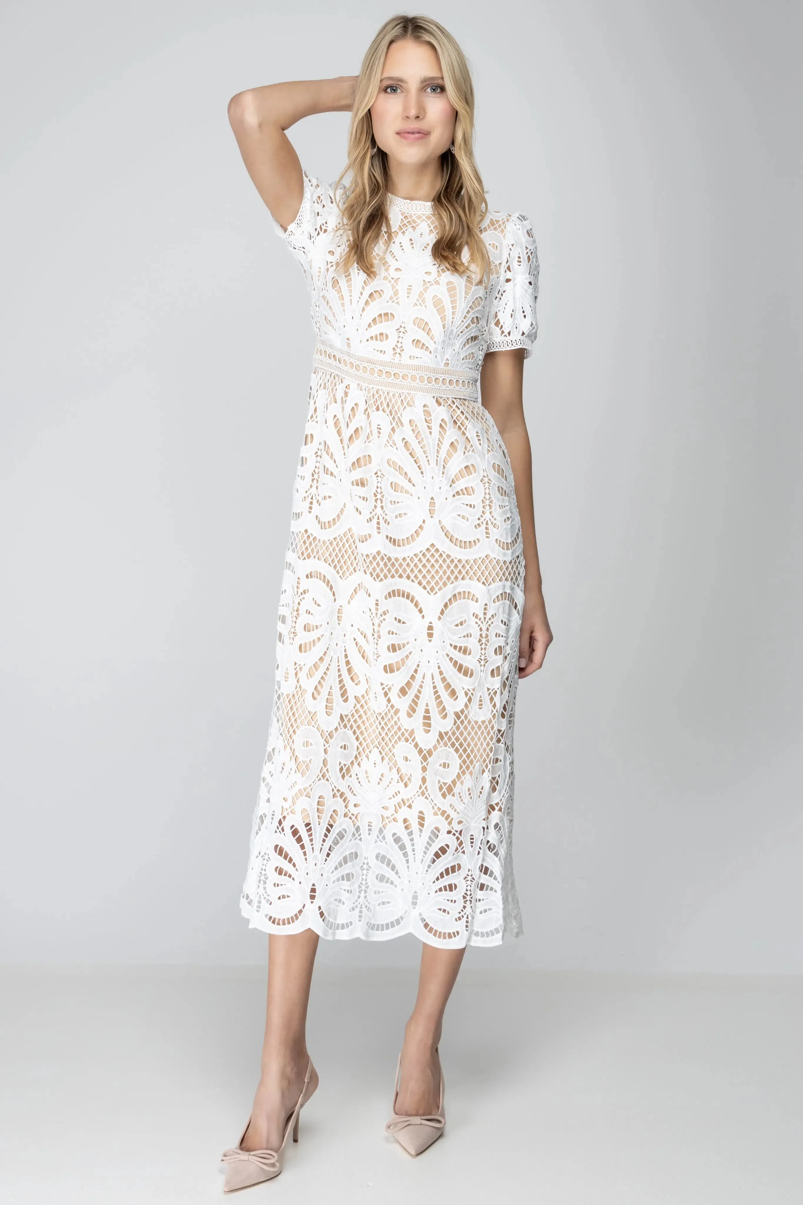 Cup of tea Crochet Lace Midi Dress