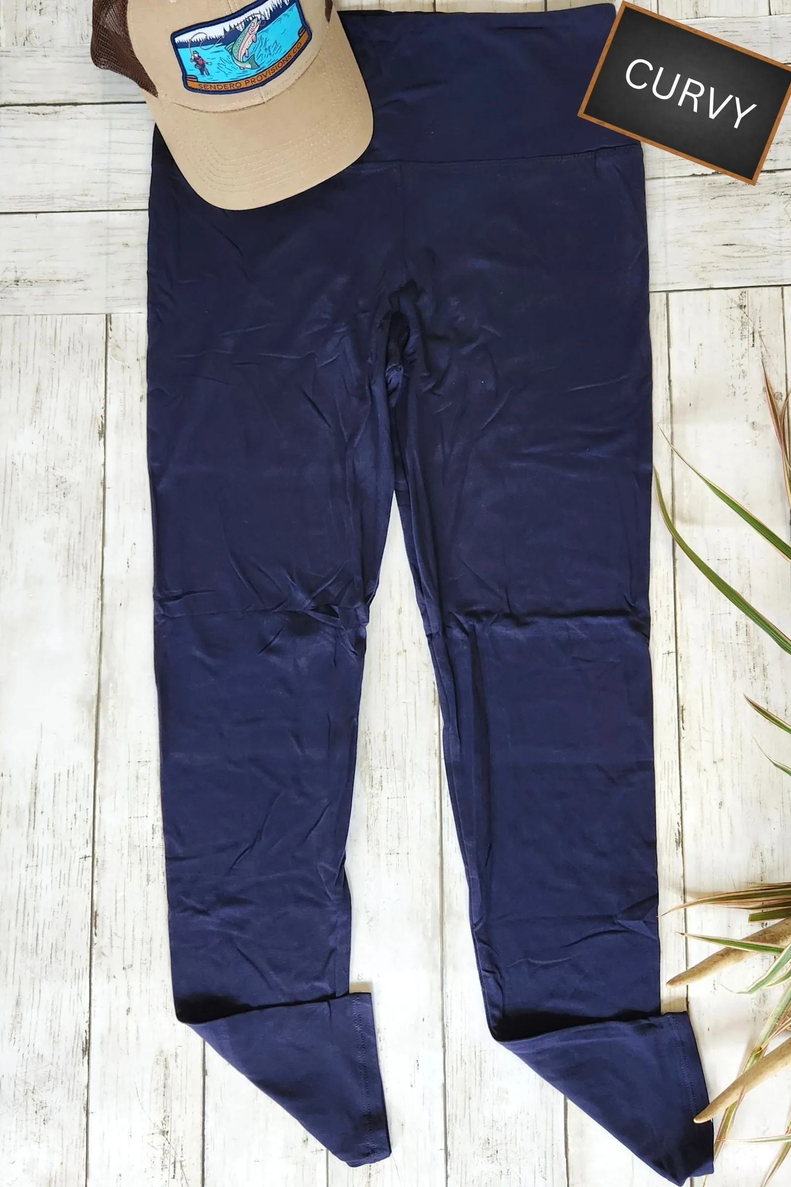 CURVY Solid Navy Yoga Legging
