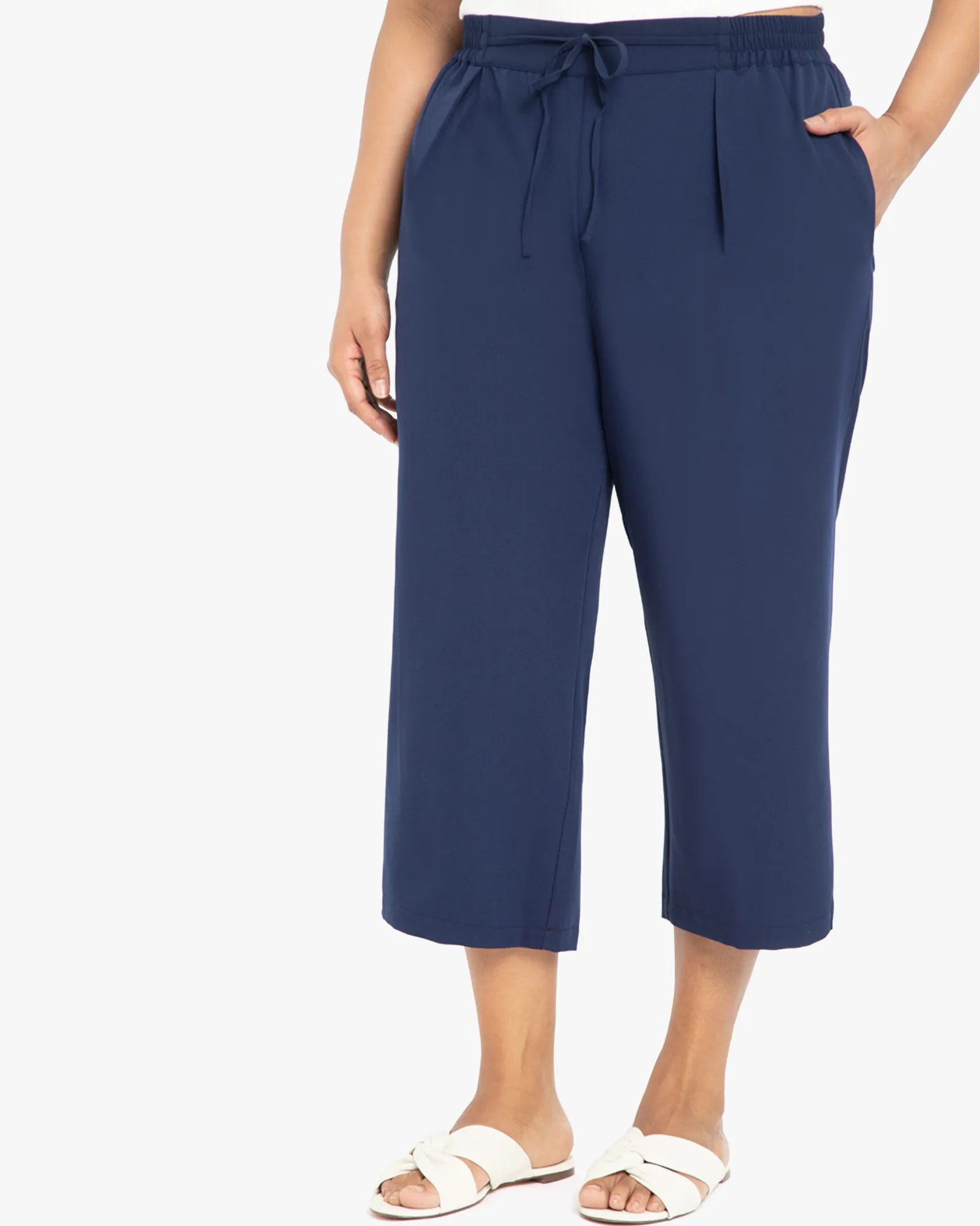 Erica Cropped Wide-Leg Trouser | Navy