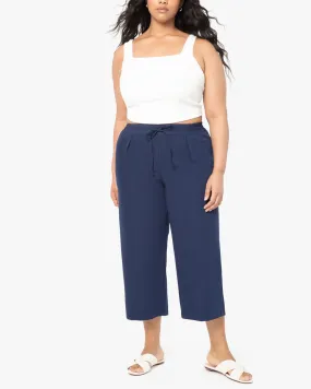Erica Cropped Wide-Leg Trouser | Navy