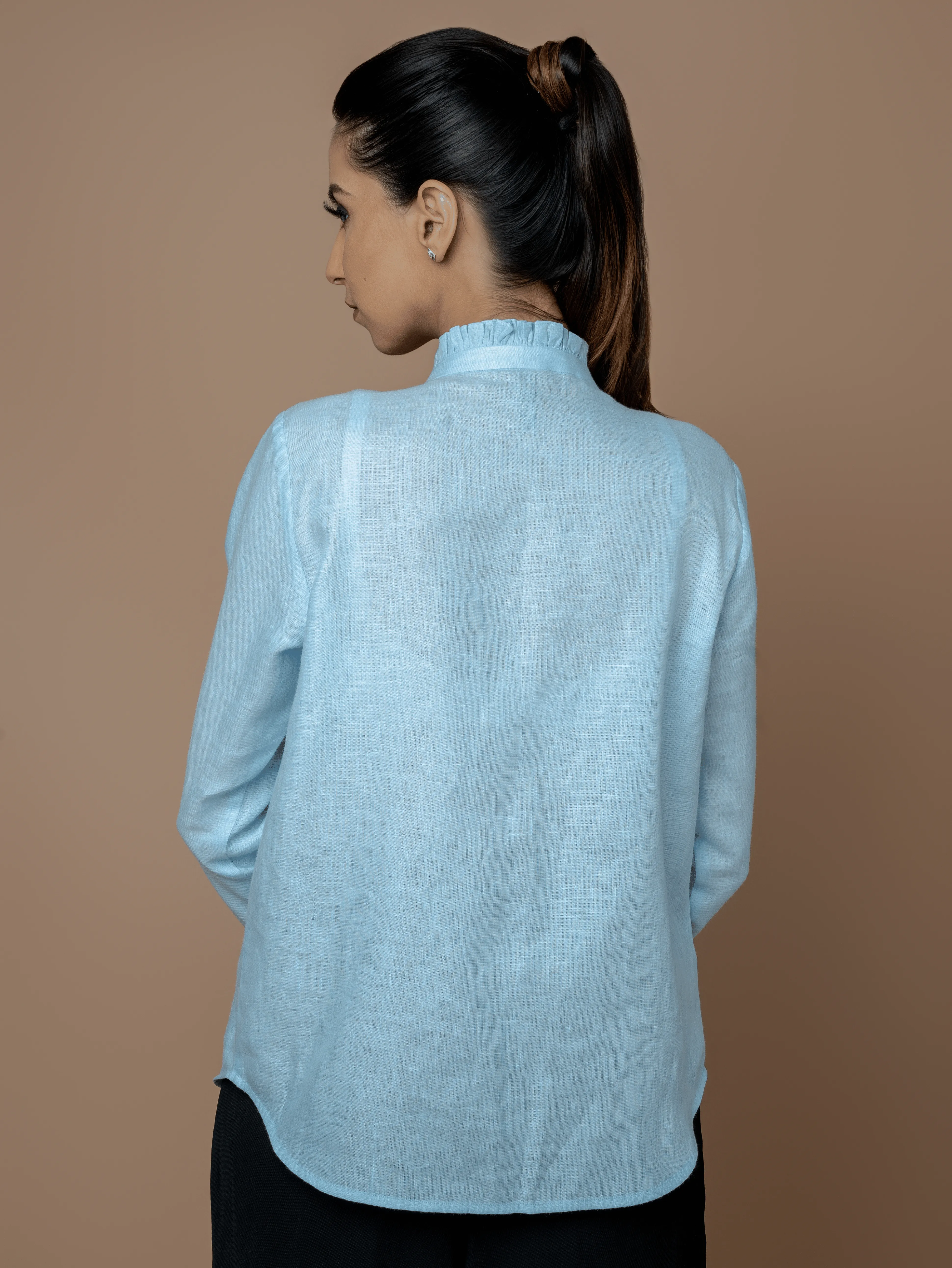 Formal Full Sleeves Shirt with Band Collar for Women