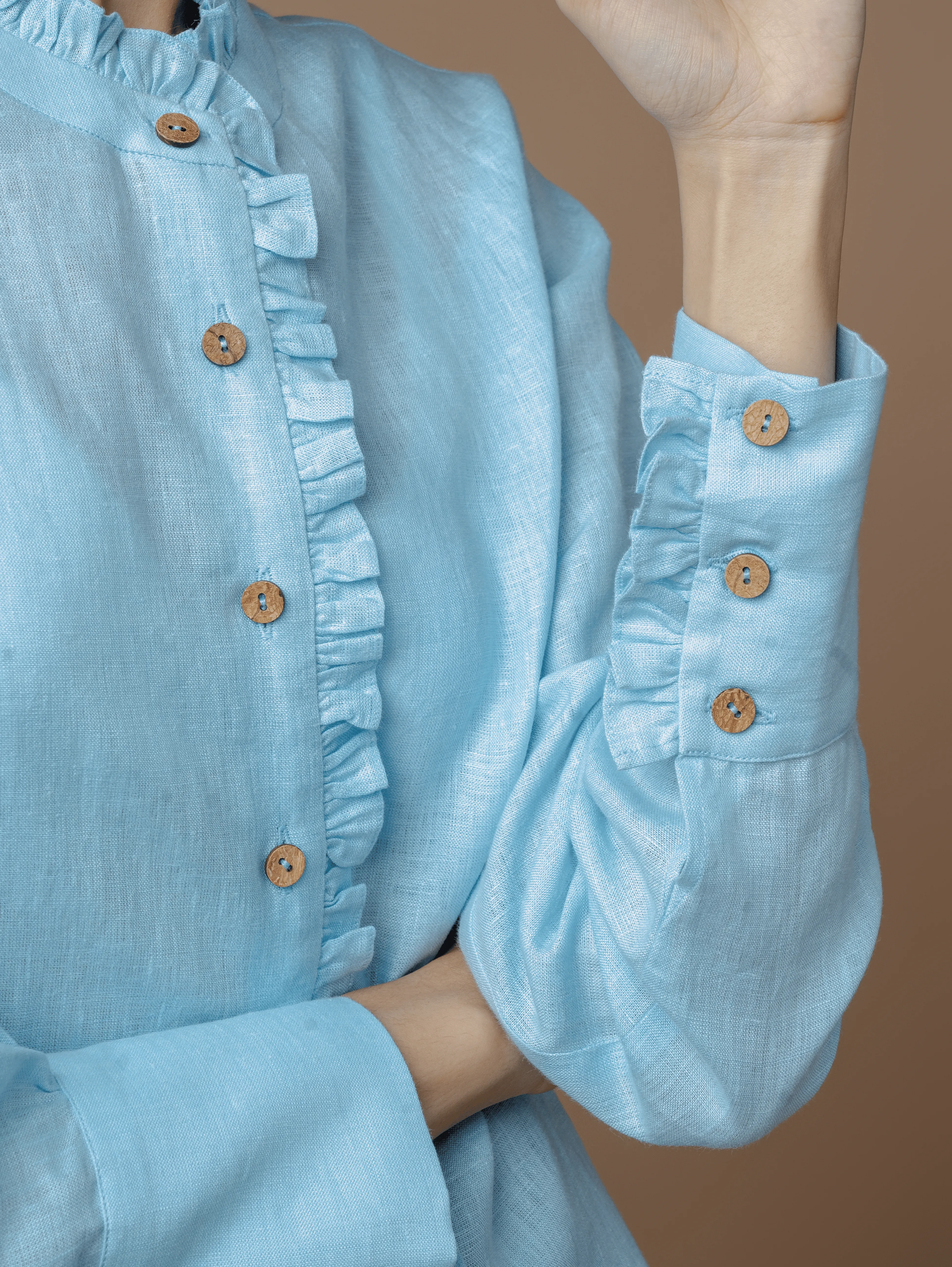 Formal Full Sleeves Shirt with Band Collar for Women