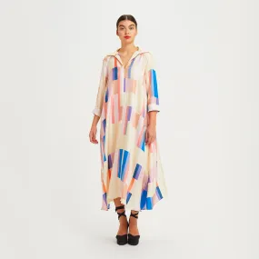 French Crepe Maxi Dress, Flowy and Chic for Summer Women's Kaftan