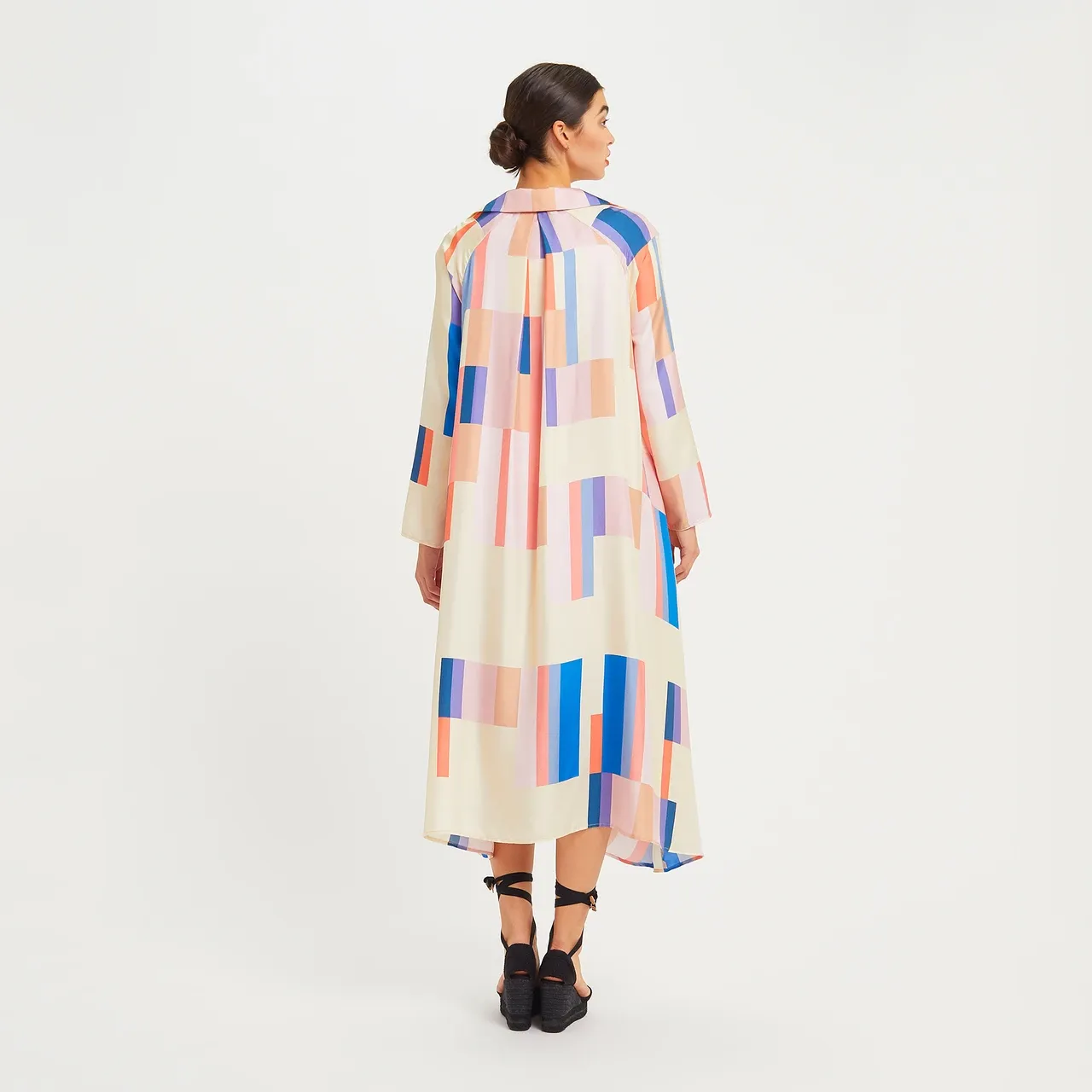 French Crepe Maxi Dress, Flowy and Chic for Summer Women's Kaftan