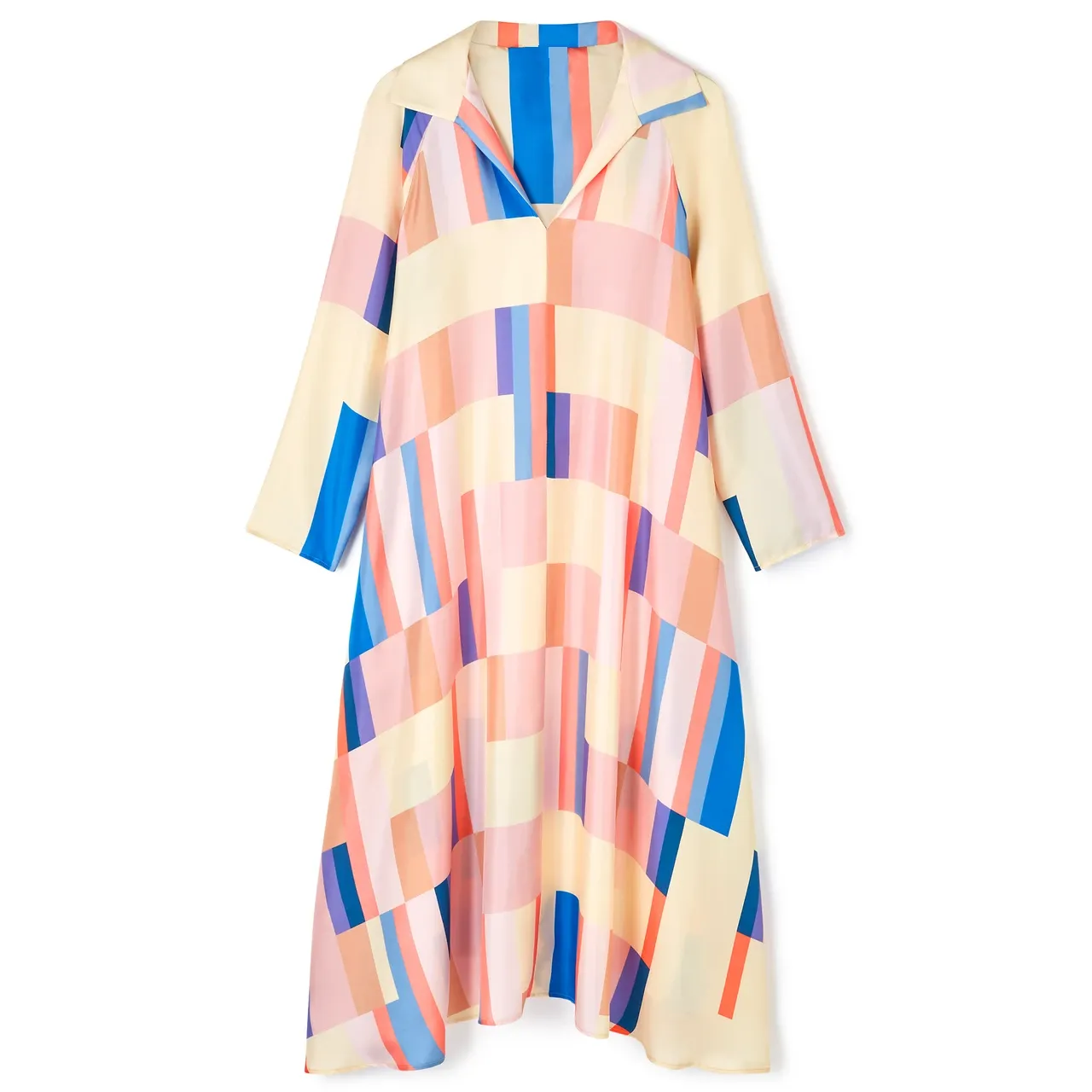 French Crepe Maxi Dress, Flowy and Chic for Summer Women's Kaftan
