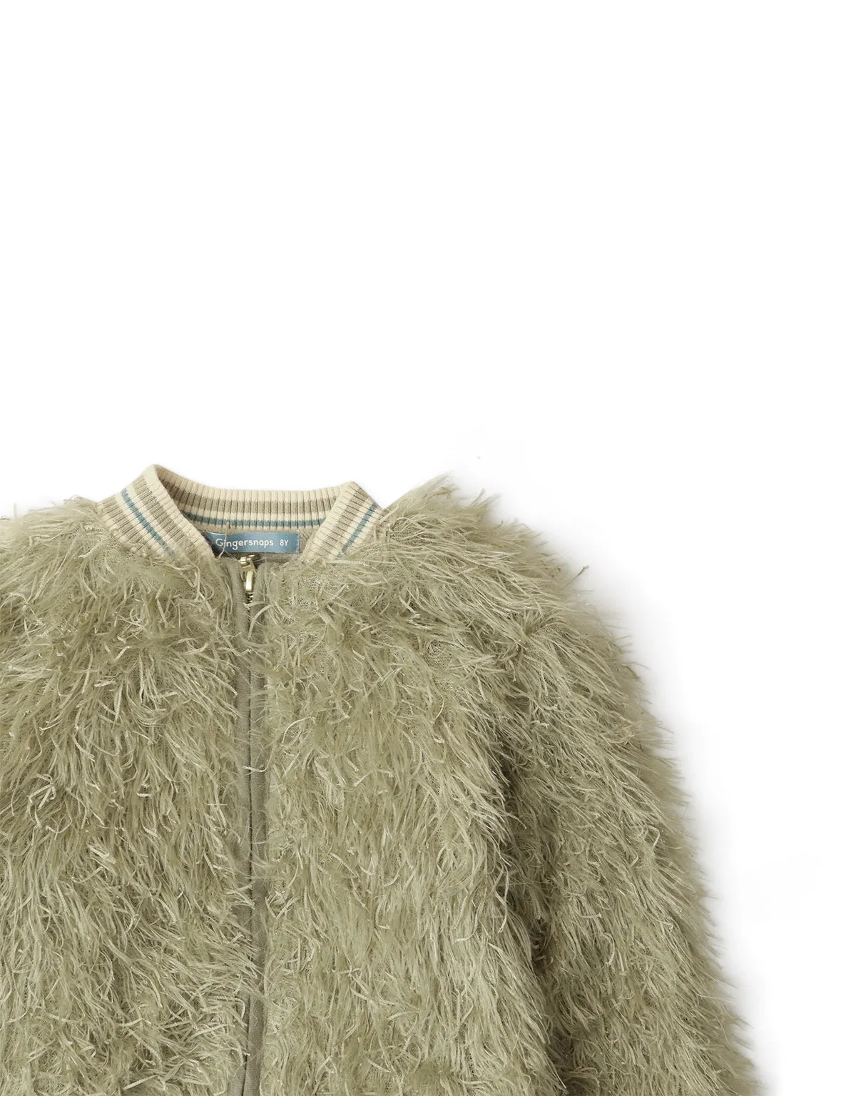 GIRLS FEATHER FUR BOMBER JACKET