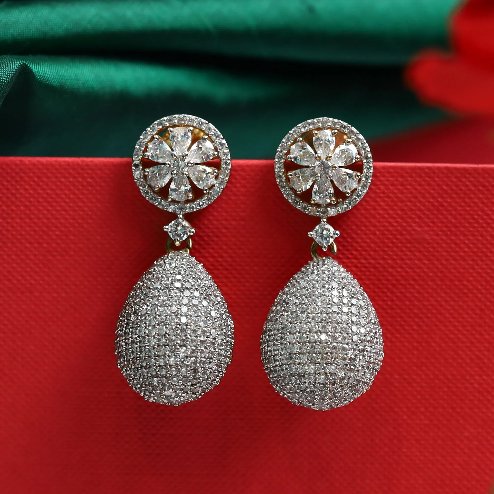 Gold Plated Stylish Zircon/AD Earring 5616-9681