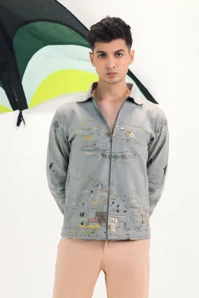 Grey Embroidered Summer Jacket