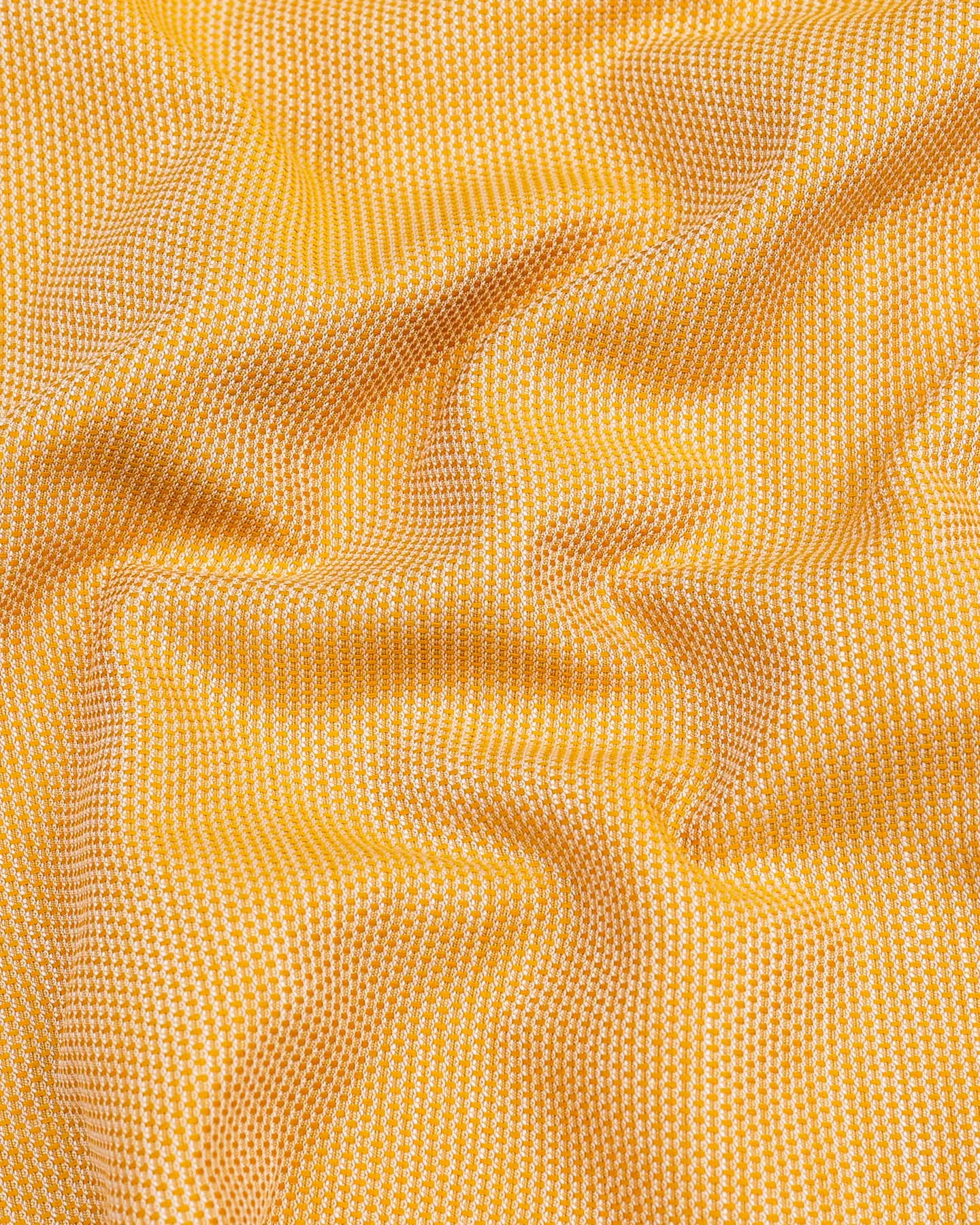 Honey Yellow Dobby Textured Cotton Shirt Style Kurta