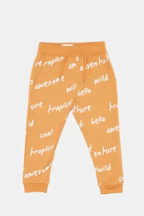 Infant Boys Mustard Printed Jogger