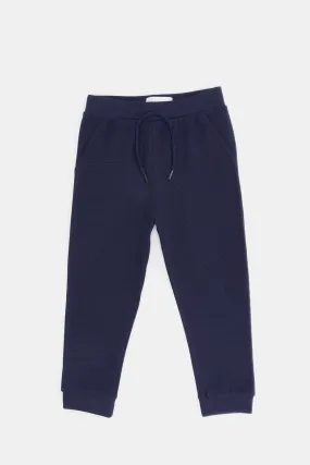 Infant Boys Navy Jacquard Jogger