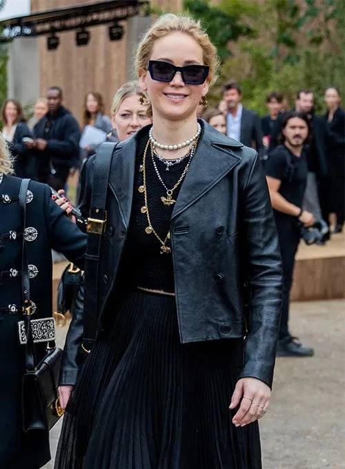 JENNIFER LAWRENCE LEATHER JACKET by TJS