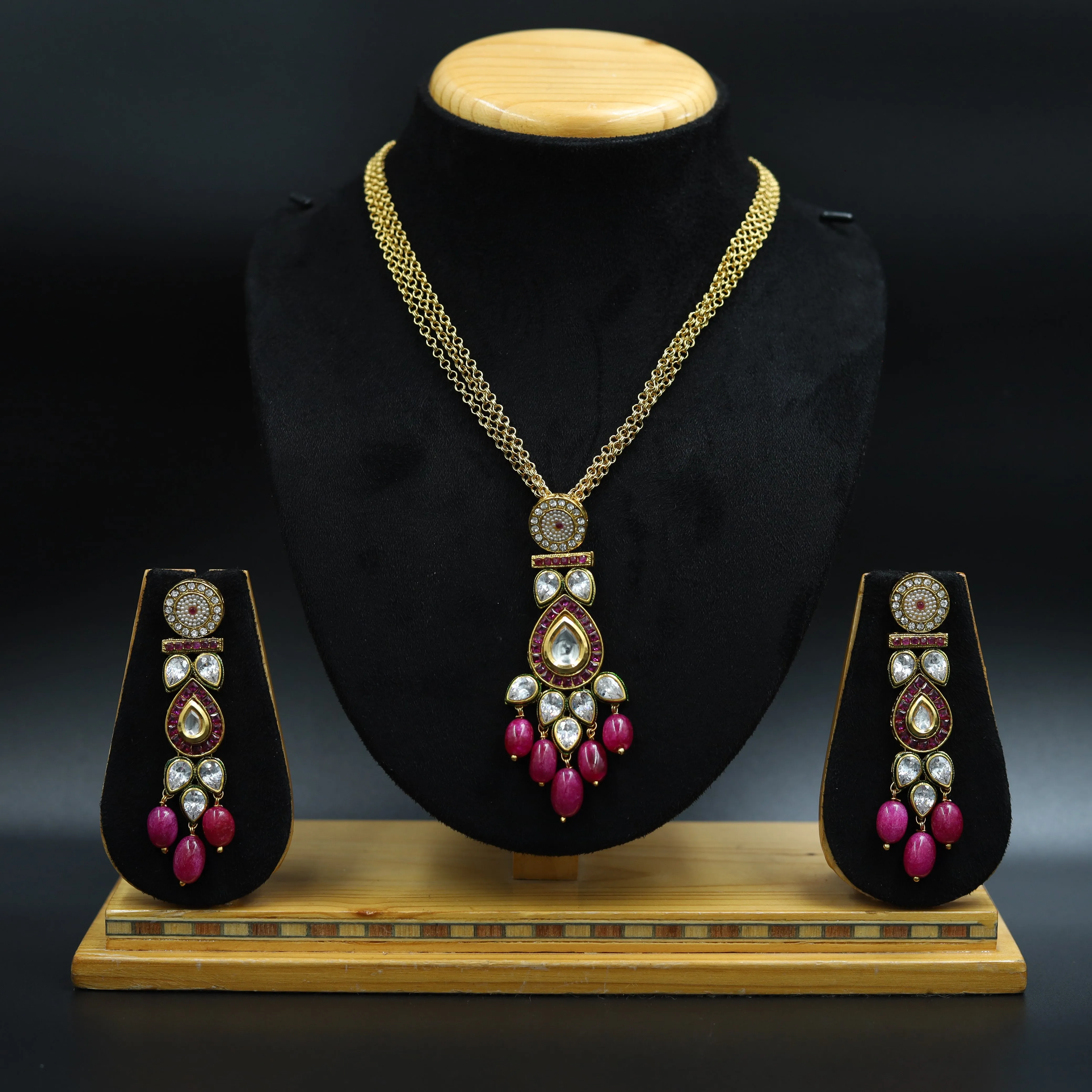 Light Weight Stylish Polki Pendant Set 4460-21
