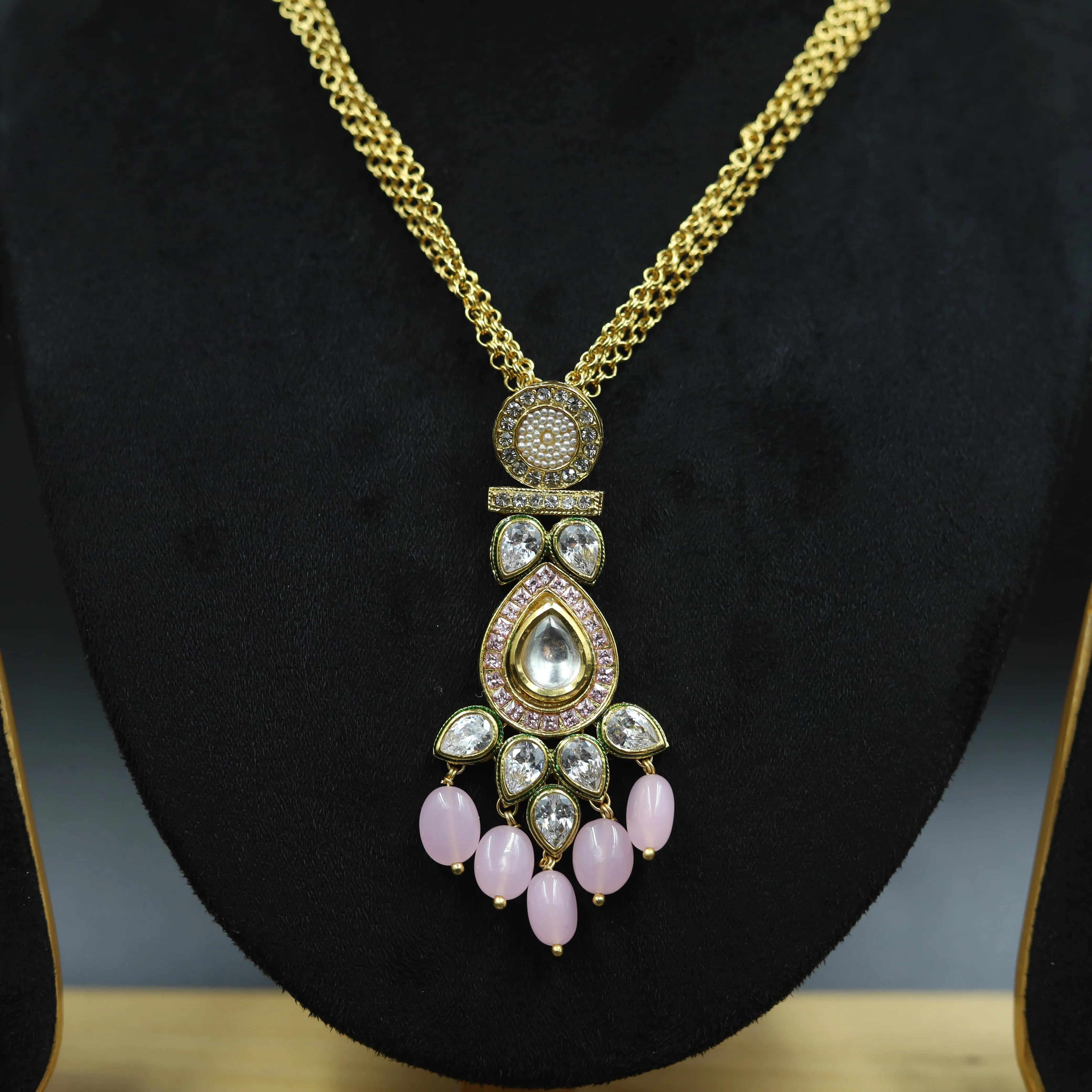Light Weight Stylish Polki Pendant Set 4460-21