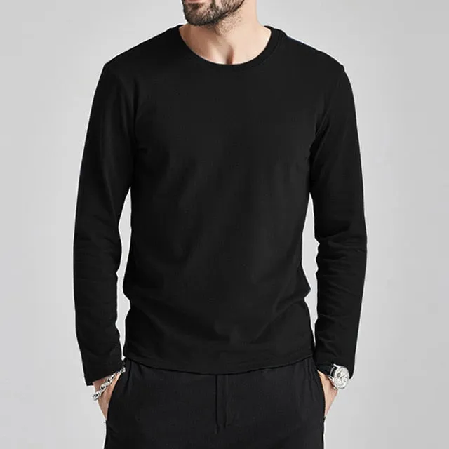Long Sleeve T-Shirts Men Women 100% Cotton Summer Short Tees Solid Basic Soft Male