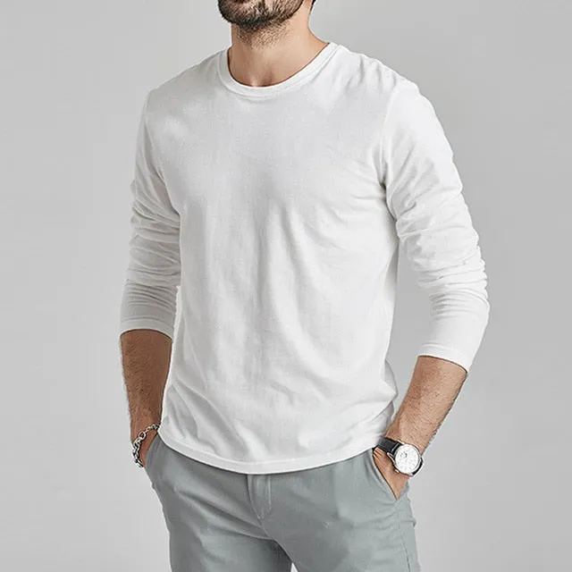 Long Sleeve T-Shirts Men Women 100% Cotton Summer Short Tees Solid Basic Soft Male
