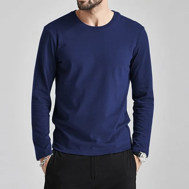 Long Sleeve T-Shirts Men Women 100% Cotton Summer Short Tees Solid Basic Soft Male