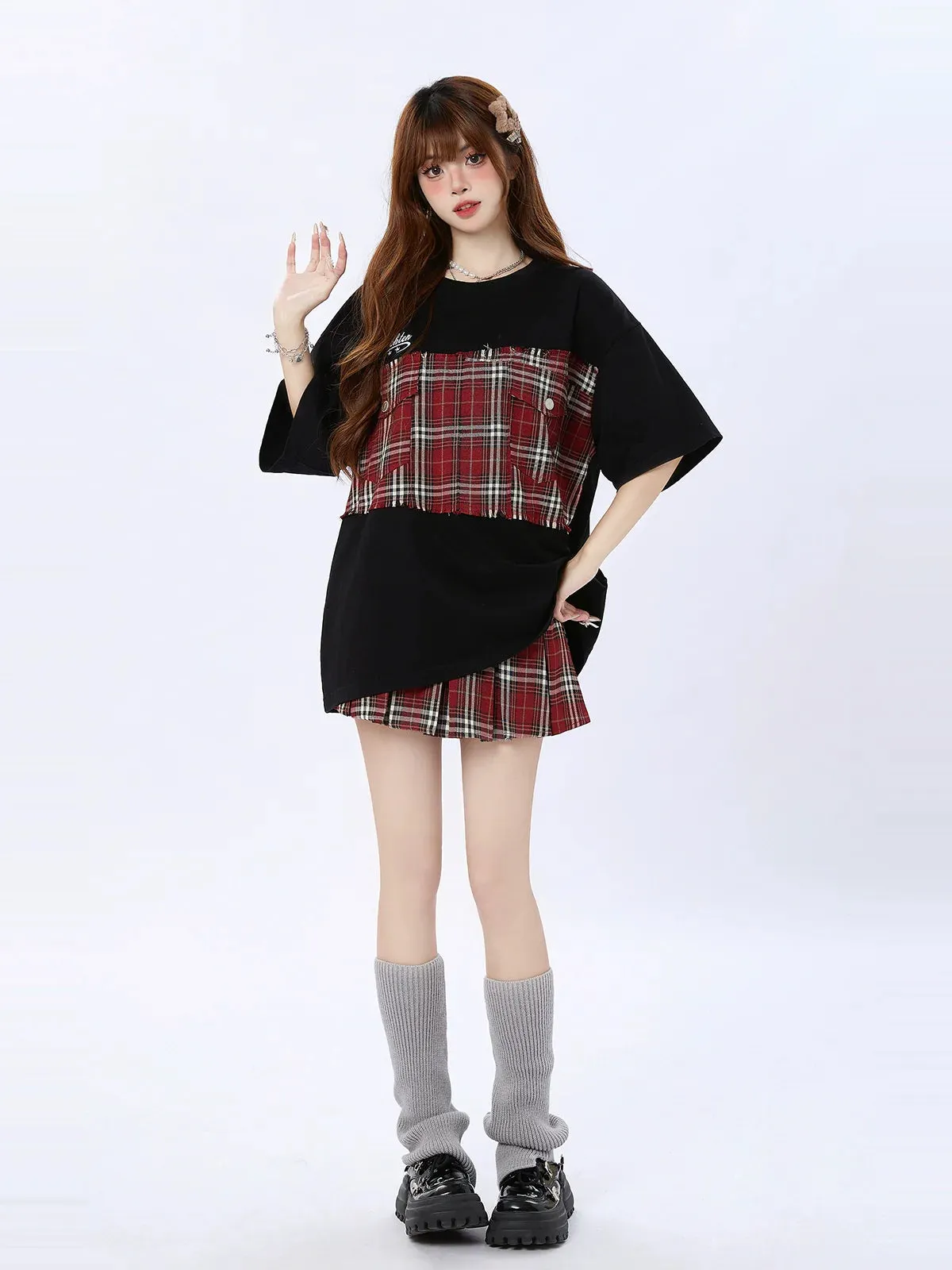 Loose T-Shirt Oversize Check