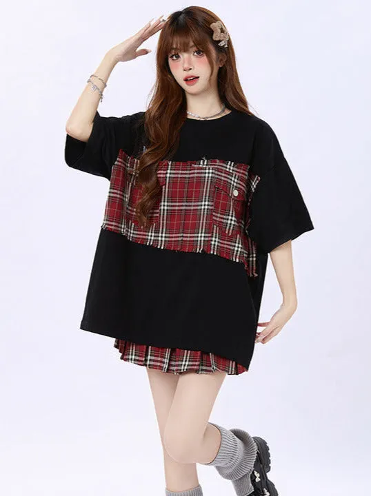 Loose T-Shirt Oversize Check