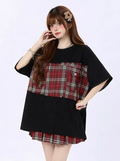 Loose T-Shirt Oversize Check