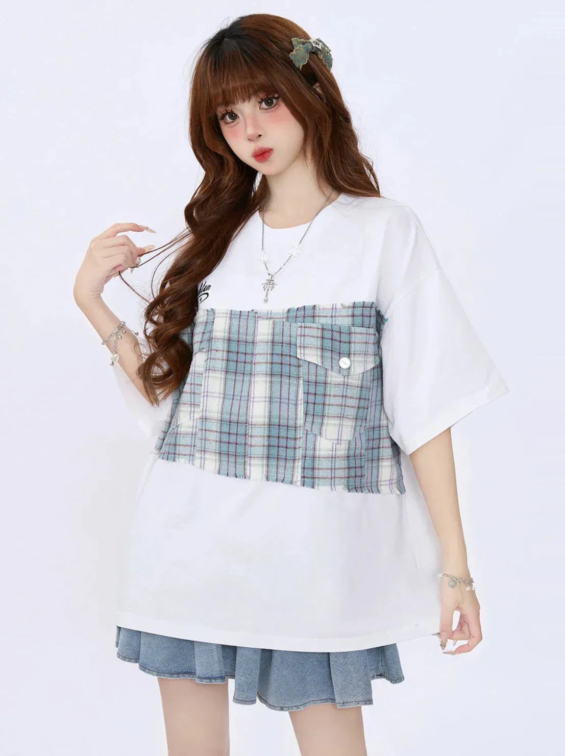 Loose T-Shirt Oversize Check