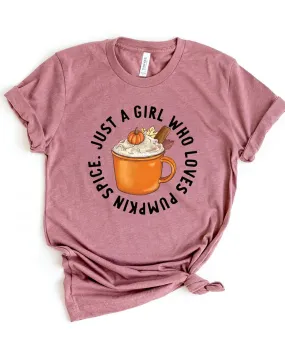 Loves Pumpkin Spice Short Sleeve Graphic Tee | Mauve