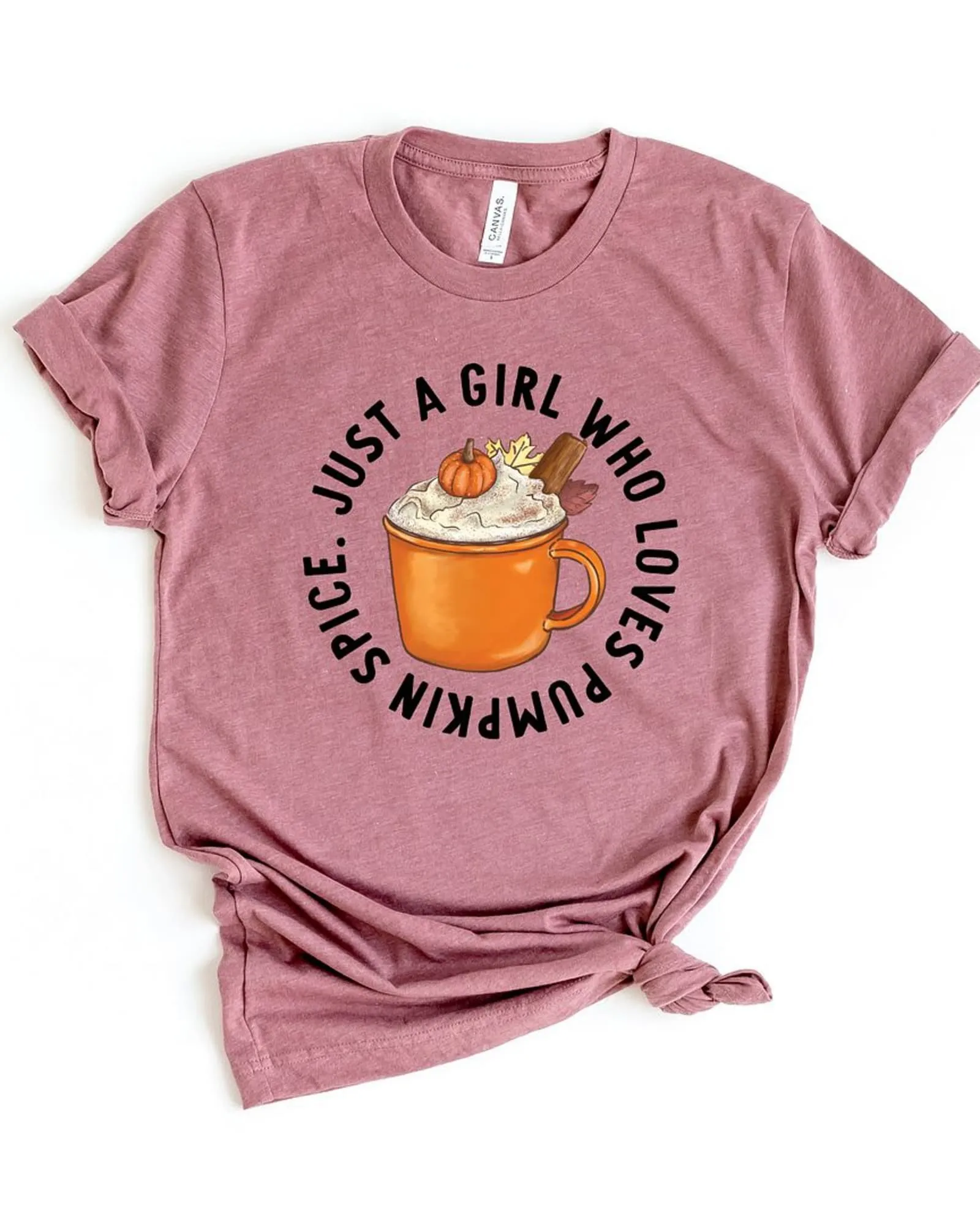 Loves Pumpkin Spice Short Sleeve Graphic Tee | Mauve