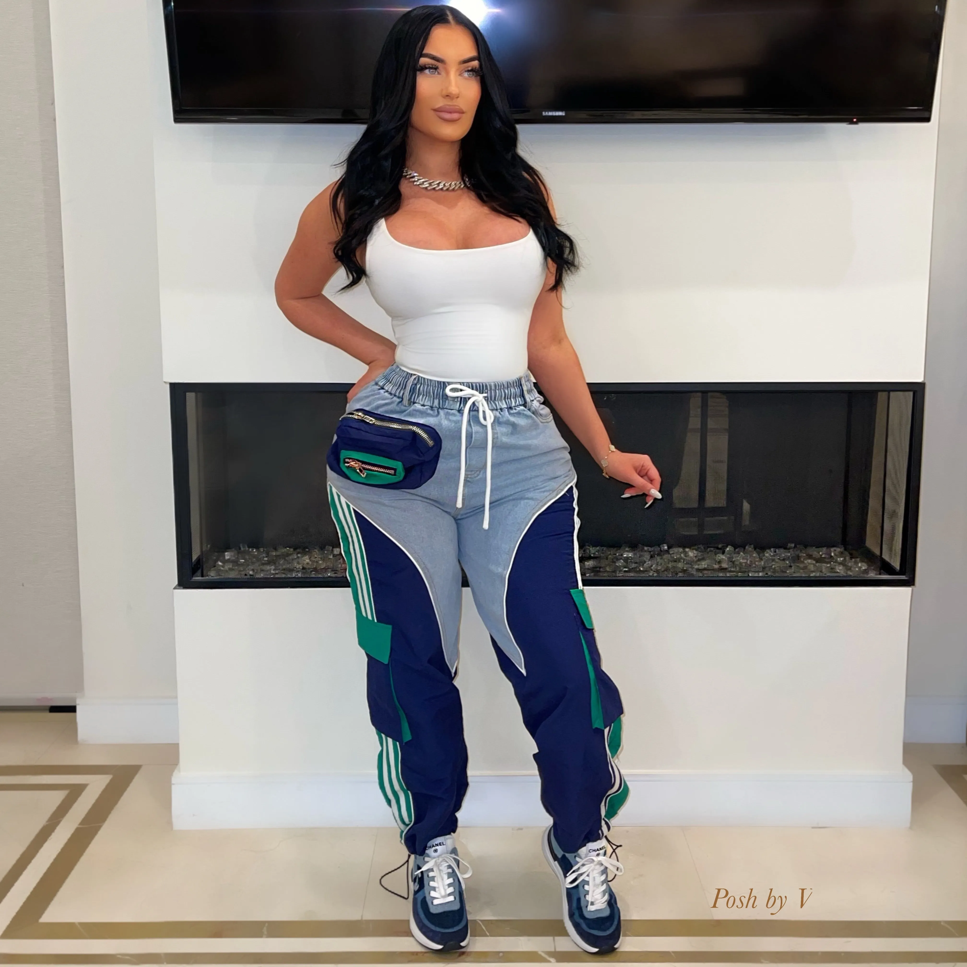 Marco sport jean jogger (Denim/navy/green)