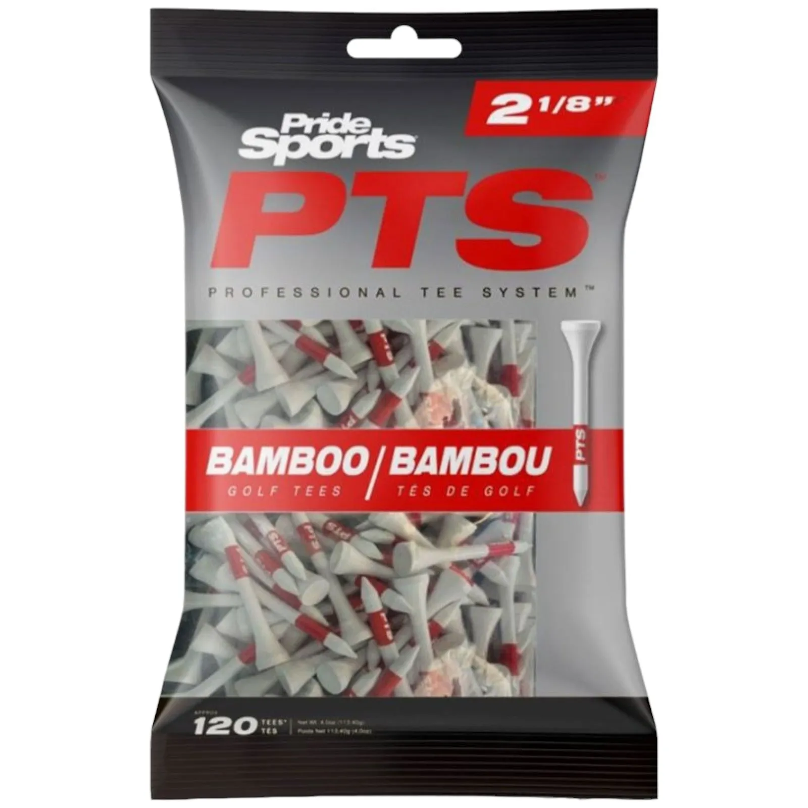 Masters Pride PTS Bamboo 2 1/8inch Golf Tees - 120 Pack 