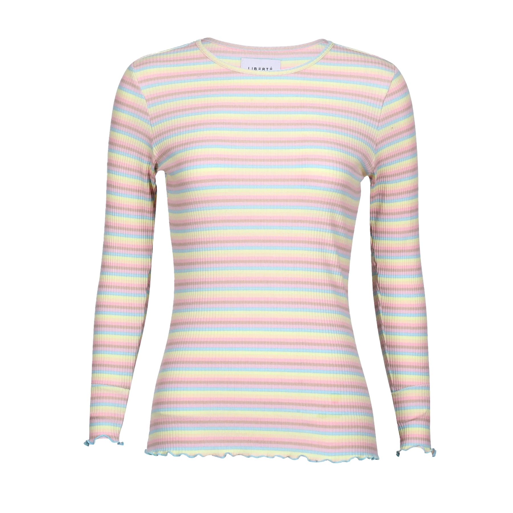 NATALIA LS ROUND NECK  BLOUSE - DUSTY MULTICOLOR STRIPE